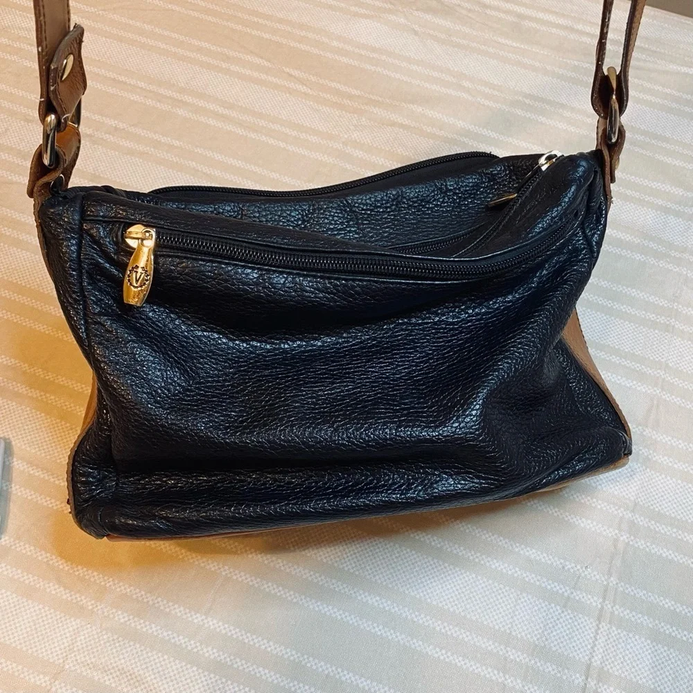 Valentina Black and Brown Shoulder Bag